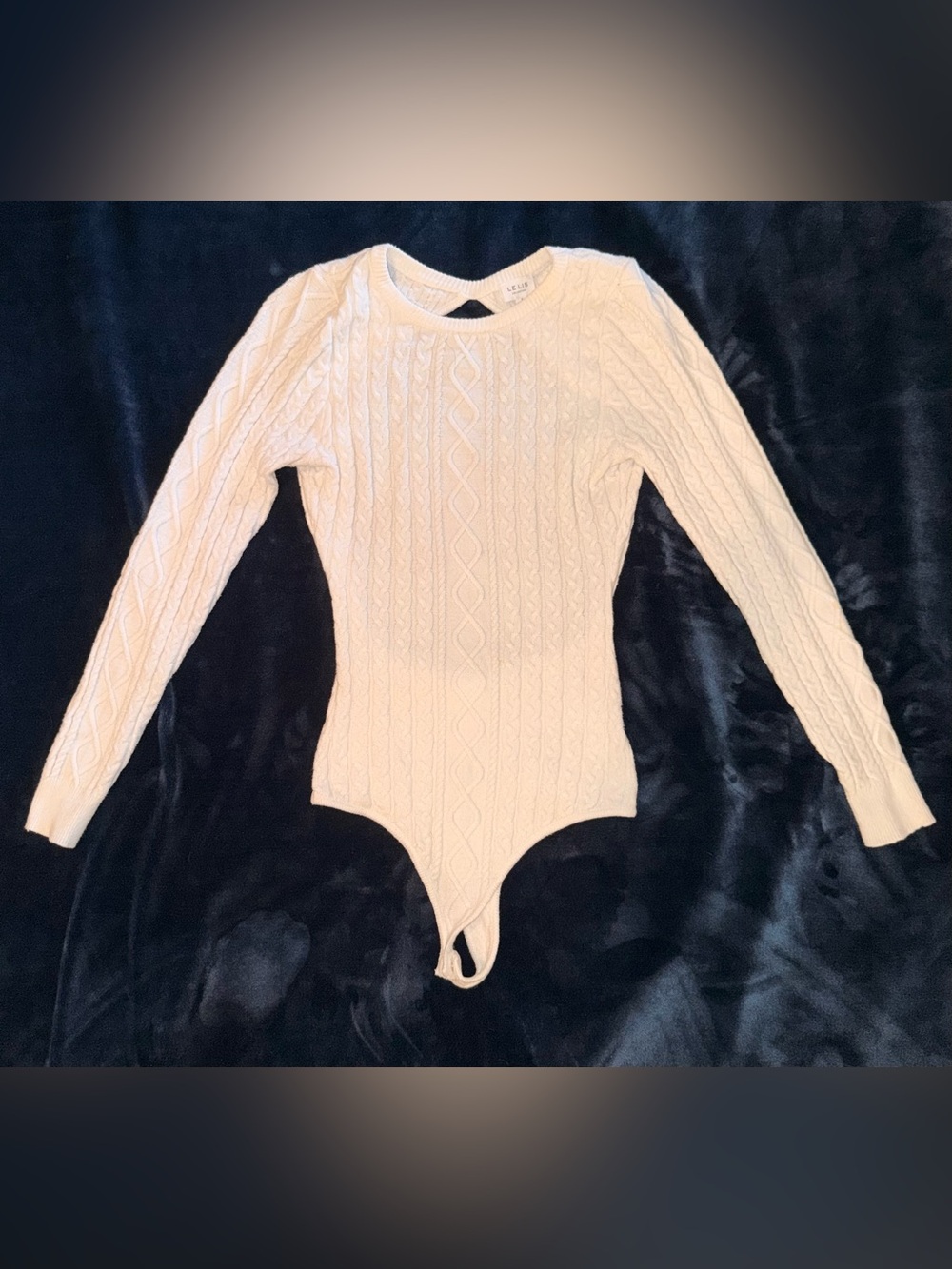 Le Lis Cream Cable-Knit Long Sleeve Bodysuit
